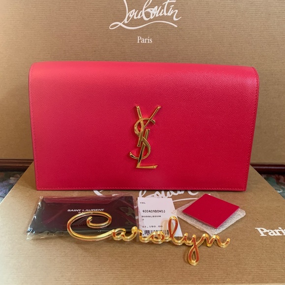 Saint Laurent Handbags - New Auth Saint Laurent Bubble Gum/Fuchsia color Clutch